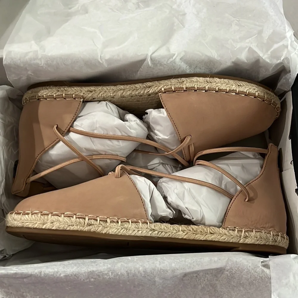 Eileen Fisher Lace-Up Espadrille Toffee Cream 7